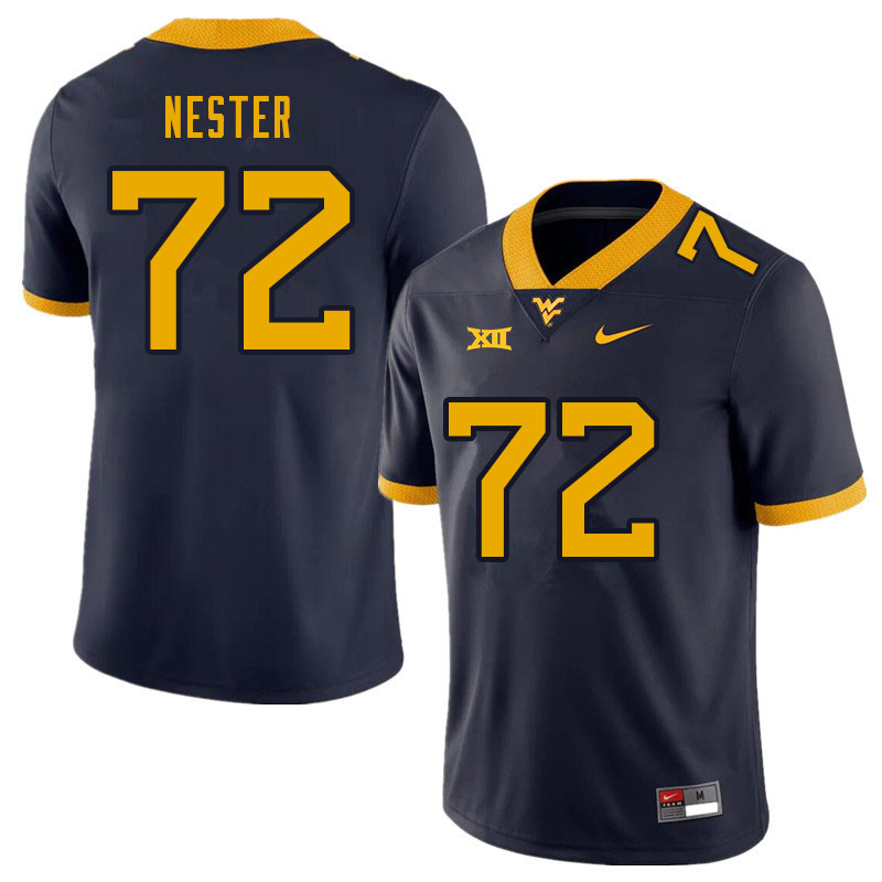 NCAA Men's Doug Nester West Virginia Mountaineers Navy #72 Nike Stitched Football College Authentic Jersey VP23V03IX